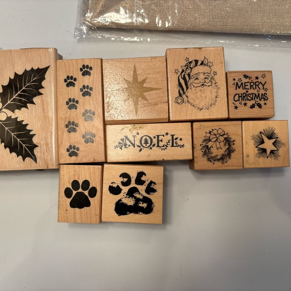 Brown and Black Crafting Stamp Set with Holiday Designs